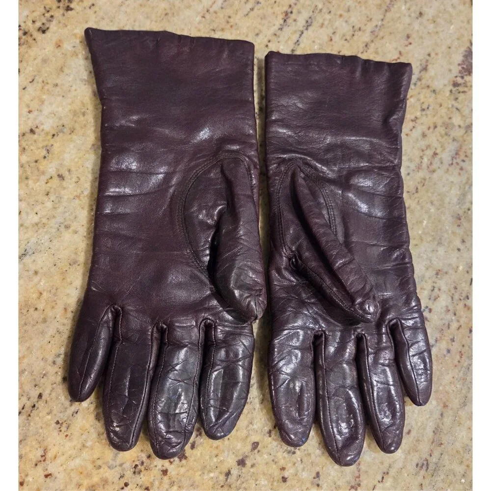 Vintage Womens Size M Burgundy Leather Lined 10